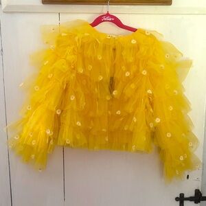 Mini Boden Yellow Floral Kids Jacket Size 9-10